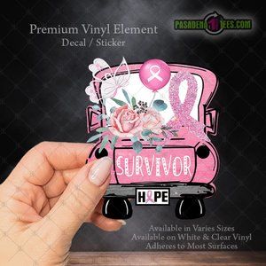 NEW Breast Cancer Survivor Hope Flowers Pink Vehicle Decal/Sticker 4x5"
